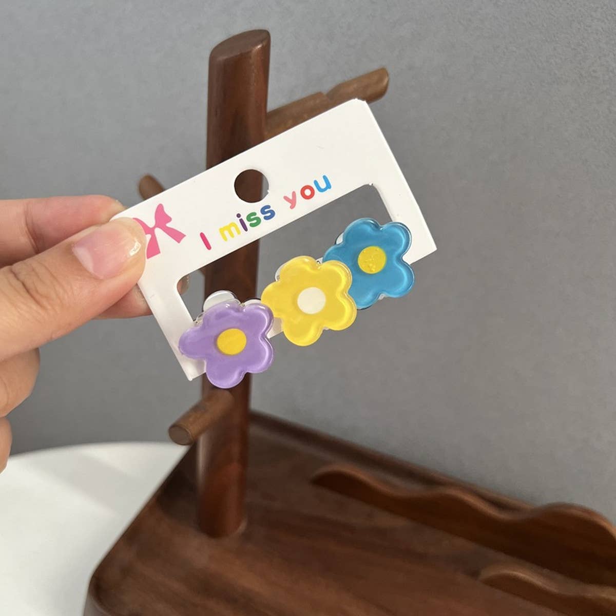 CHILDRENS BUNNY EAR BEAR 3 PACK FLOWER HAIRPINS_CWAHA1849