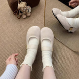 Vintage Red Suede Flats For Women With Soft Sole