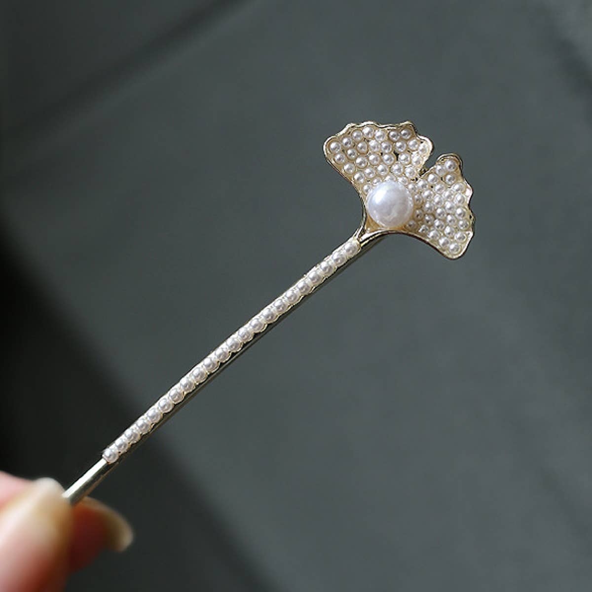 Vintage Pearl Leaf Hair Clip Elegant Side Pin_Cwaha1224