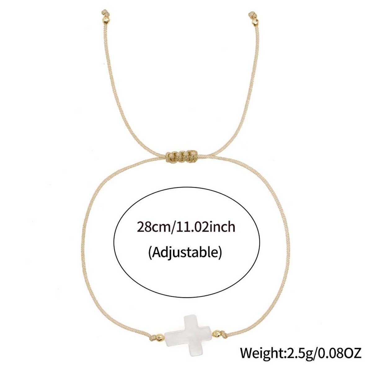 IRON GALLSTONE SHELL CROSS HAND BEADED BRACELET_CWMM3863