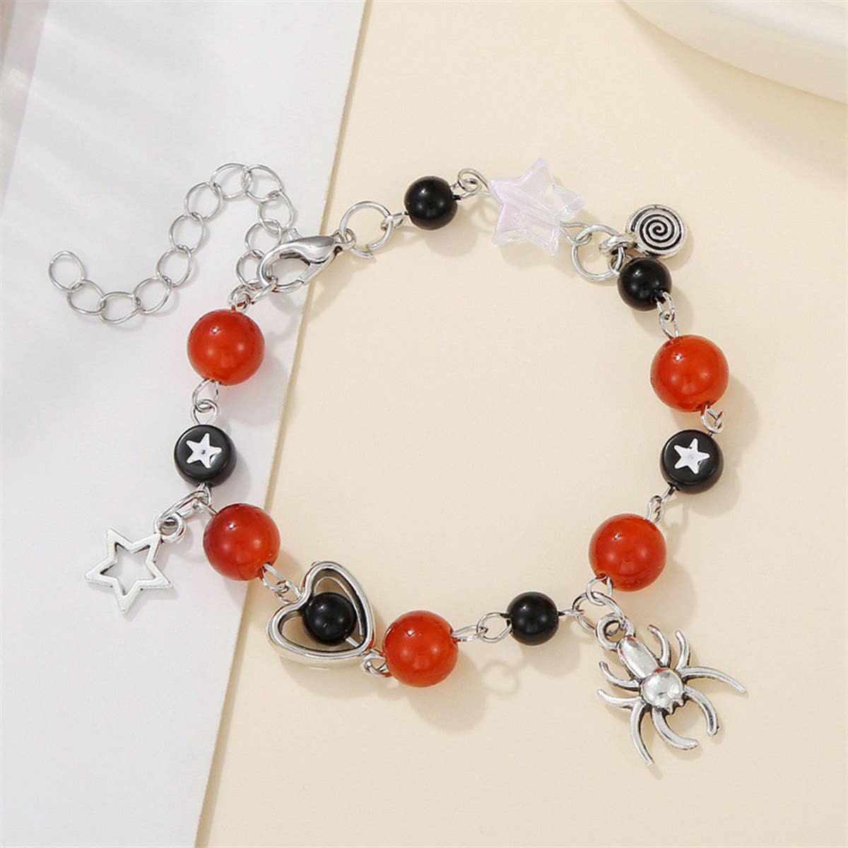 HALLOWEEN SPIDER HEART STAR BRACELET_CWAJE2453