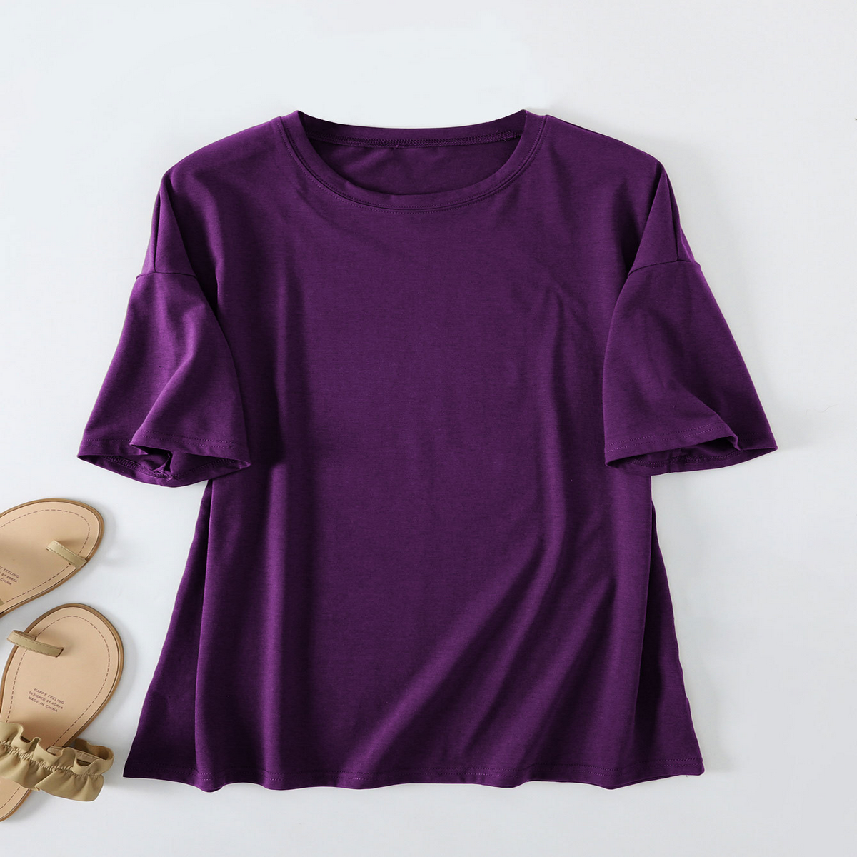 Womens Casual Oversized Tee, Crew Neck Design