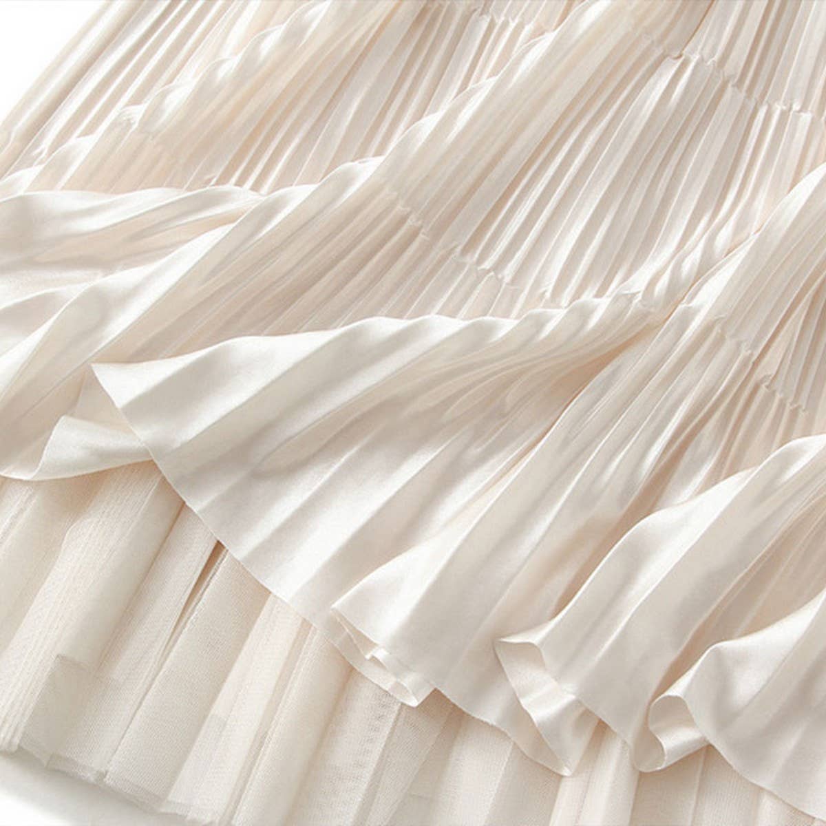 REVERSIBLE MESH PLEATED SKIRT A LINE SKIRT_CWBMS0316