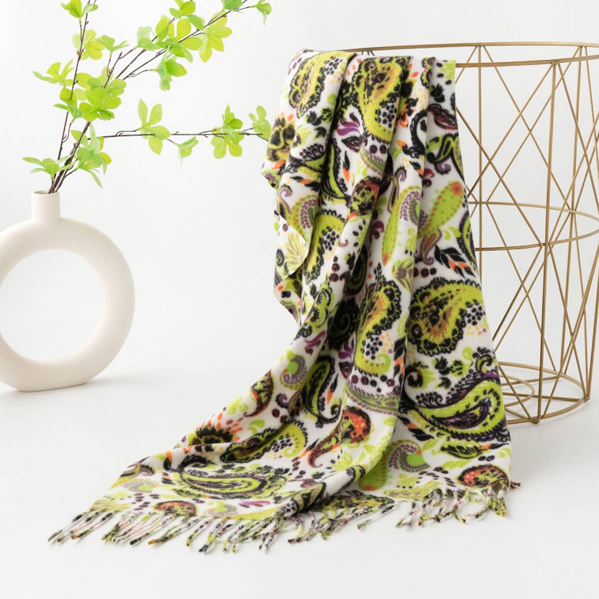 SOFT PAISLEY SCARF ELEGANT TASSEL WRAP FOR WOMEN_CWASC0920