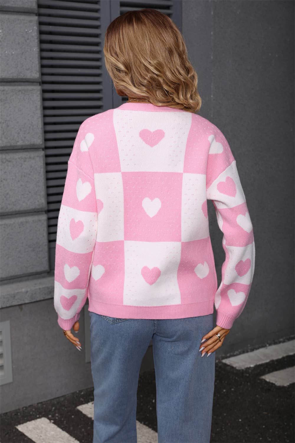 Valentines Day Heart-Shaped Knitted Cardigan