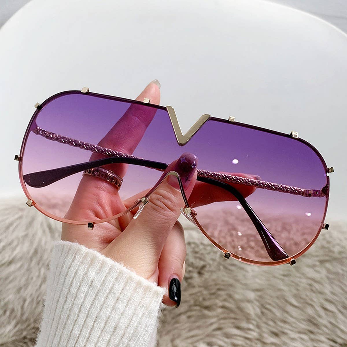 METAL FRAME ONE PIECE LENSES SUNGLASSES_CWASG0370