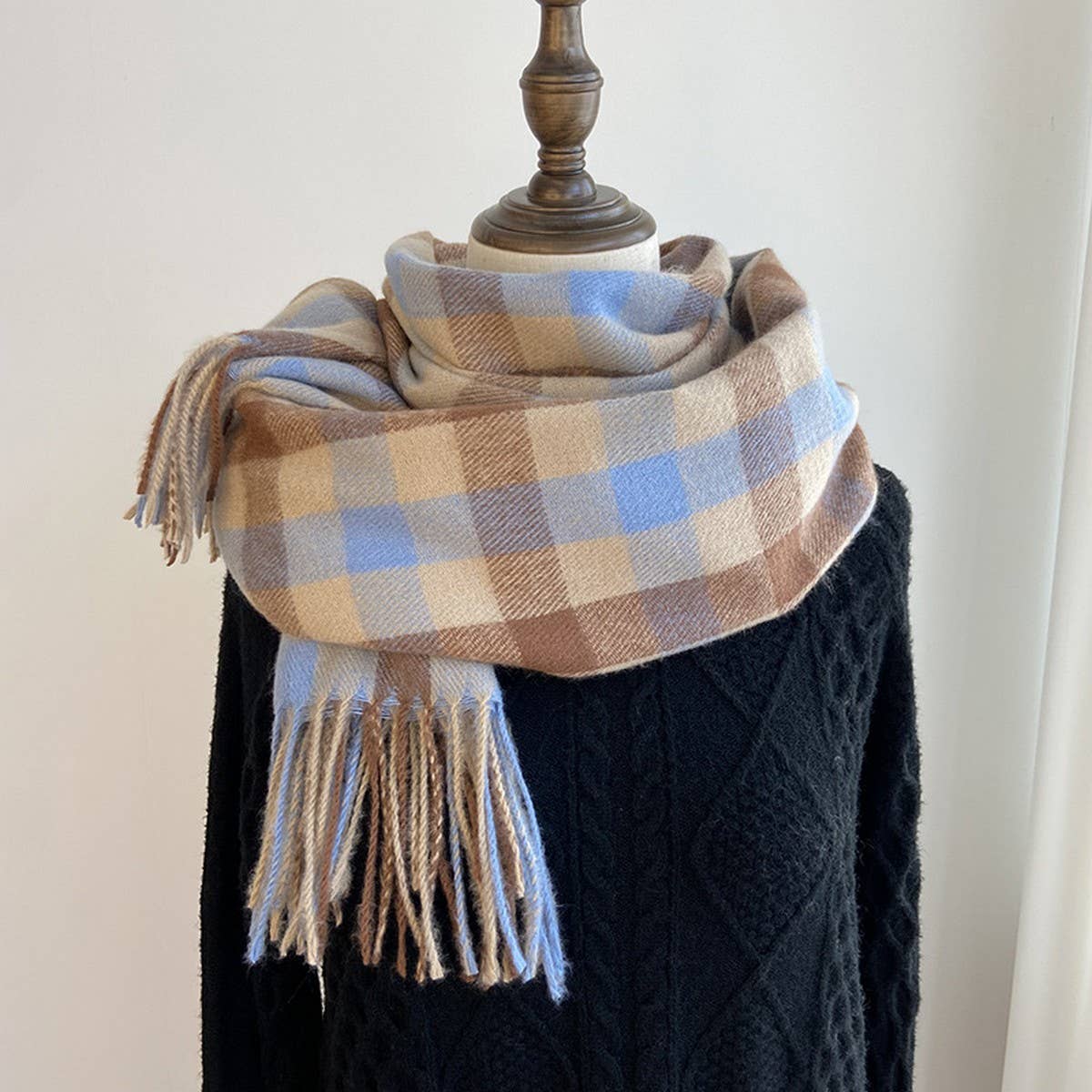 Vintage Wool-Blend Scarf Cozy Winter Neck Wrap_Cwasc1476