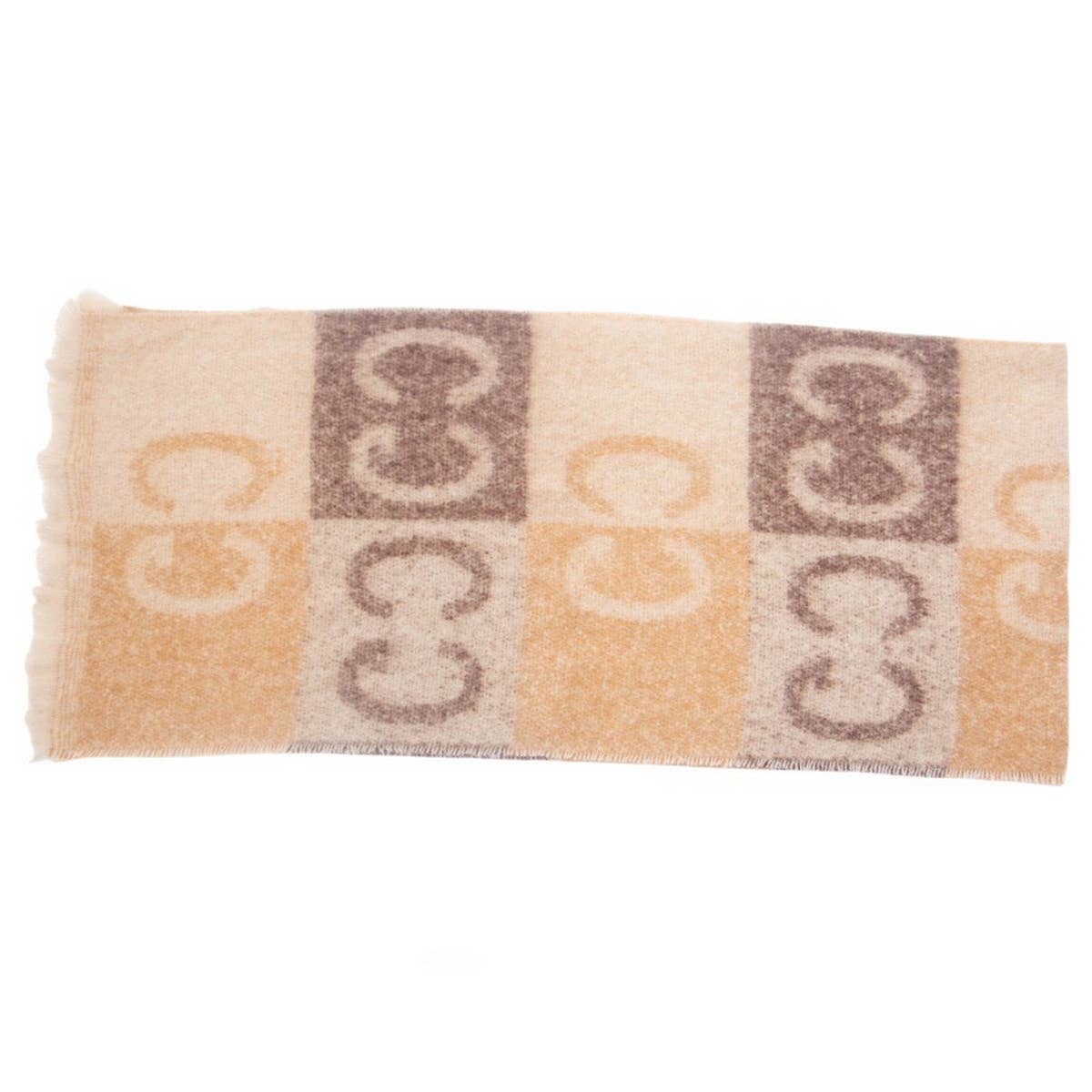 LETTER JACQUARD SCARF WINTER SHORT FRINGE WRAP_CWASC0863