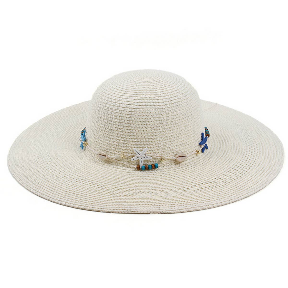 SUNSHADE STARFISH DECORATED DOME STRAW HAT_CWAH1195