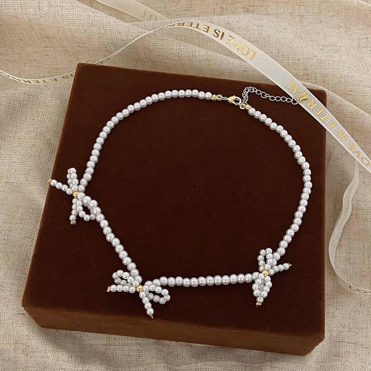 BOWKNOT NECKLACE ALL MATCH HIGH END PEARL NECKLACE_CWAJE3084