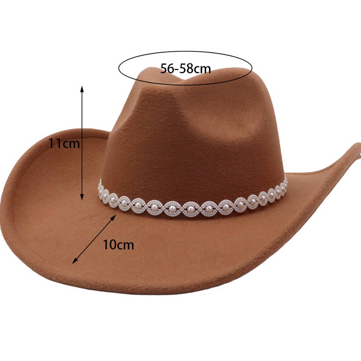 Western Ethnic Wool Felt Cowboy Fedora Hat_Cwah04438