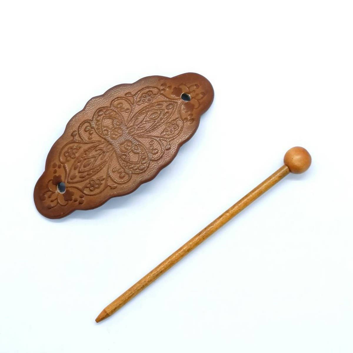 FLORAL TOTEM PAINTED FAUX LEATHER HAIR STICK_CWAHA6383