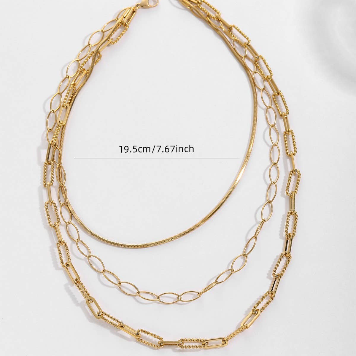 PAPERCLIP SNAKE BONE ROUND MULTI LAYERED NECKLACE_CWMM3690