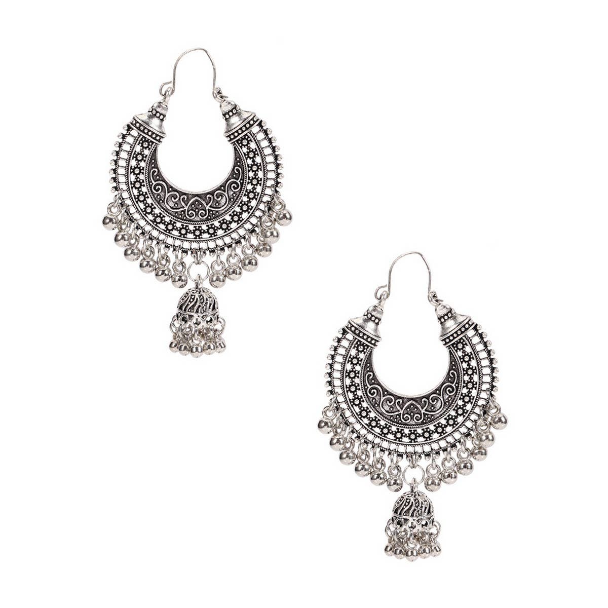 RETRO CRESCENT SHAPE EXAGGERATED BELL EARRINGS_CWAJE2239