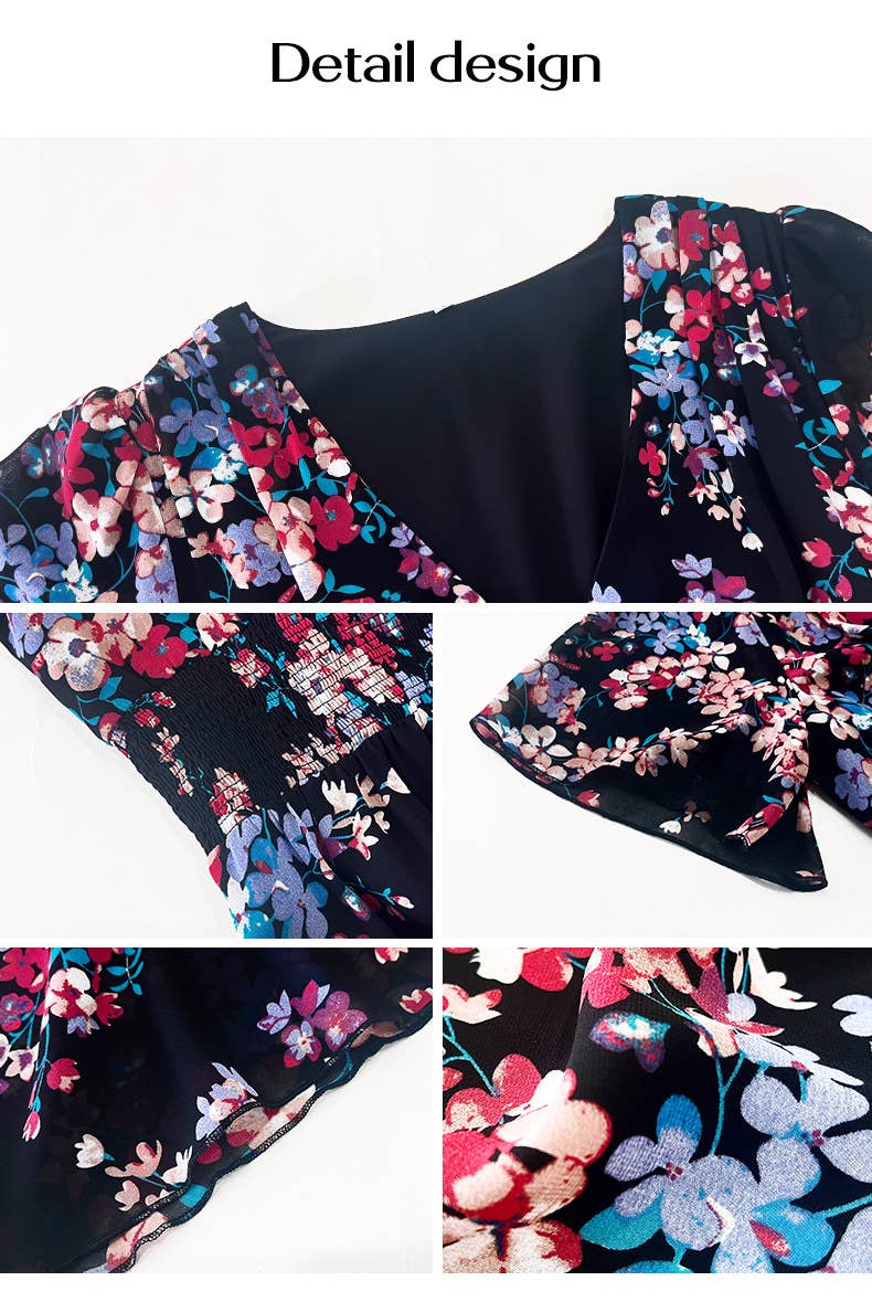 Temperament Print Waist Dress