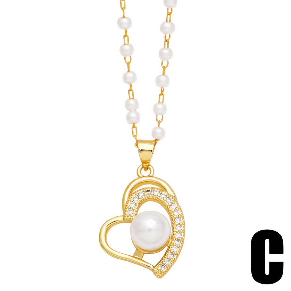 FASHIONABLE DIAMOND INLAID FLOWER PEARL NECKLACE_CWAJE0917