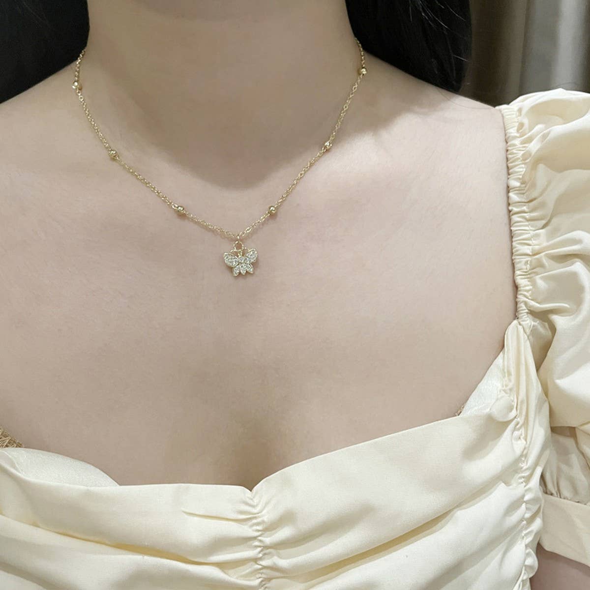 Womens Exquisite Butterfly Clavicle Necklace