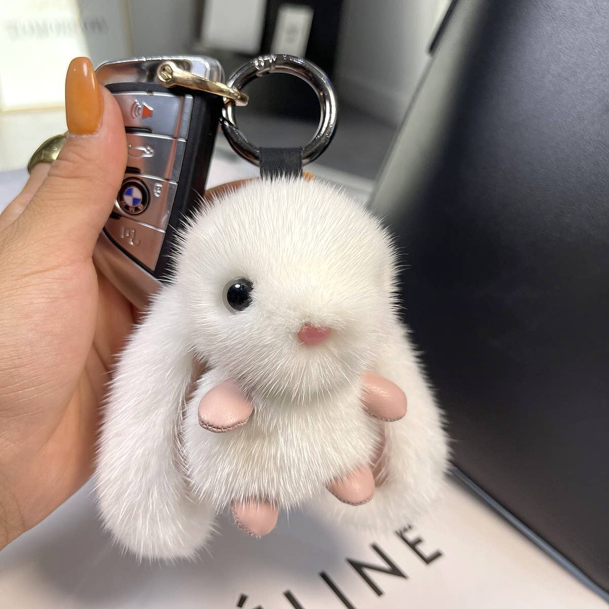 MINK FUR RABBIT BAG ORNAMENT HIGH END KEYCHAIN_CWMM2546
