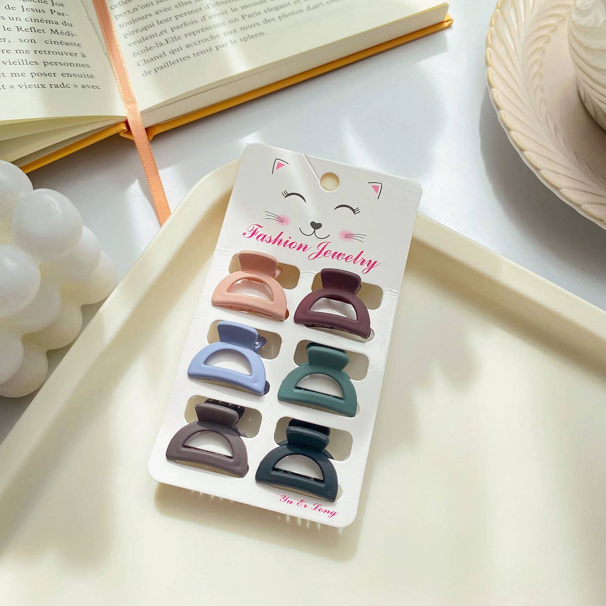 SET OF 6 SMALL CLAW HAIR CLIPS SIMPLE CHIC_CWAHA0386