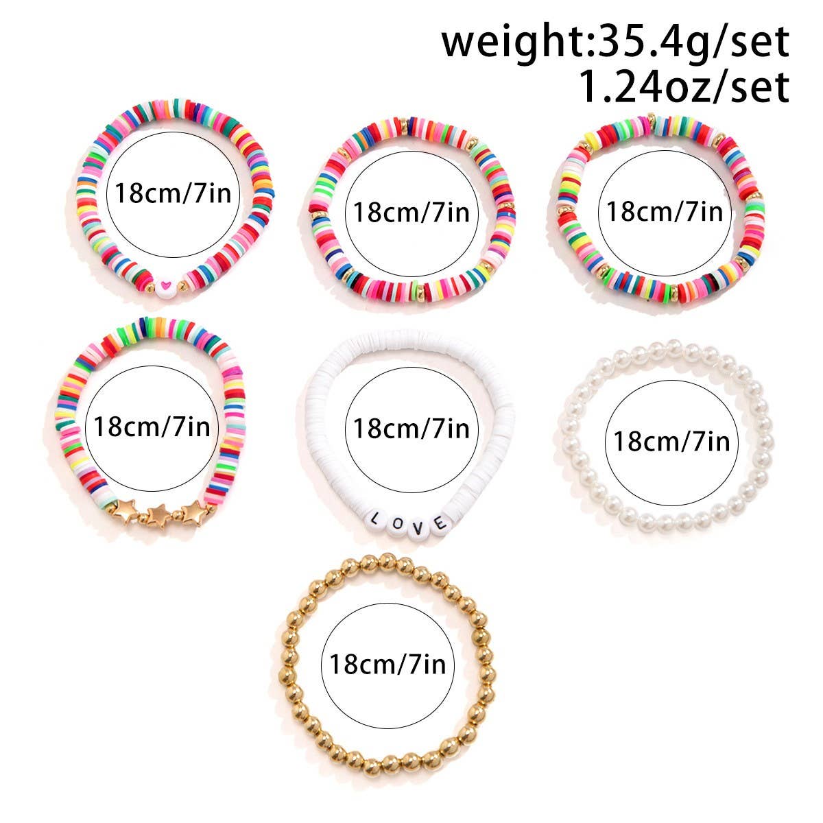 COLORFUL LETTER BOHEMIAN STAR BALL BRACELET SET_CWAJE1484