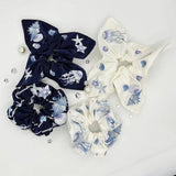 EMBROIDERED MARINE LIFE SQUARE SCARF HAIR TIE_CWAHA3691