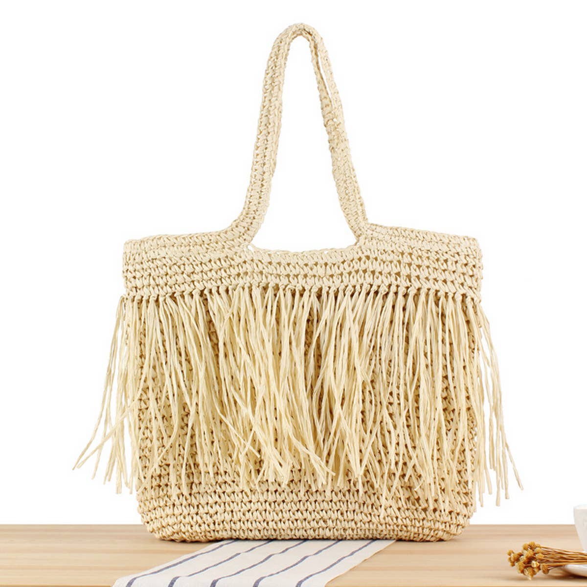 CASUAL HANDMADE TASSEL SEASIDE WOVEN BAG_CWAB2020