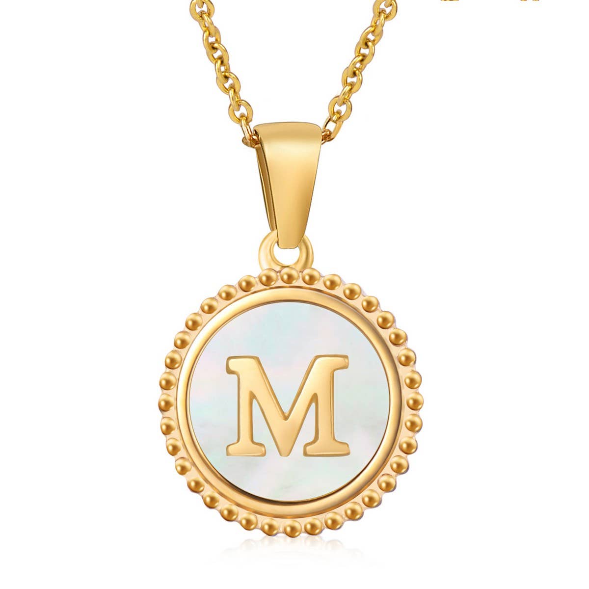 18K GOLD STAINLESS STEEL SHELL LETTER NECKLACE_CWAJE0686