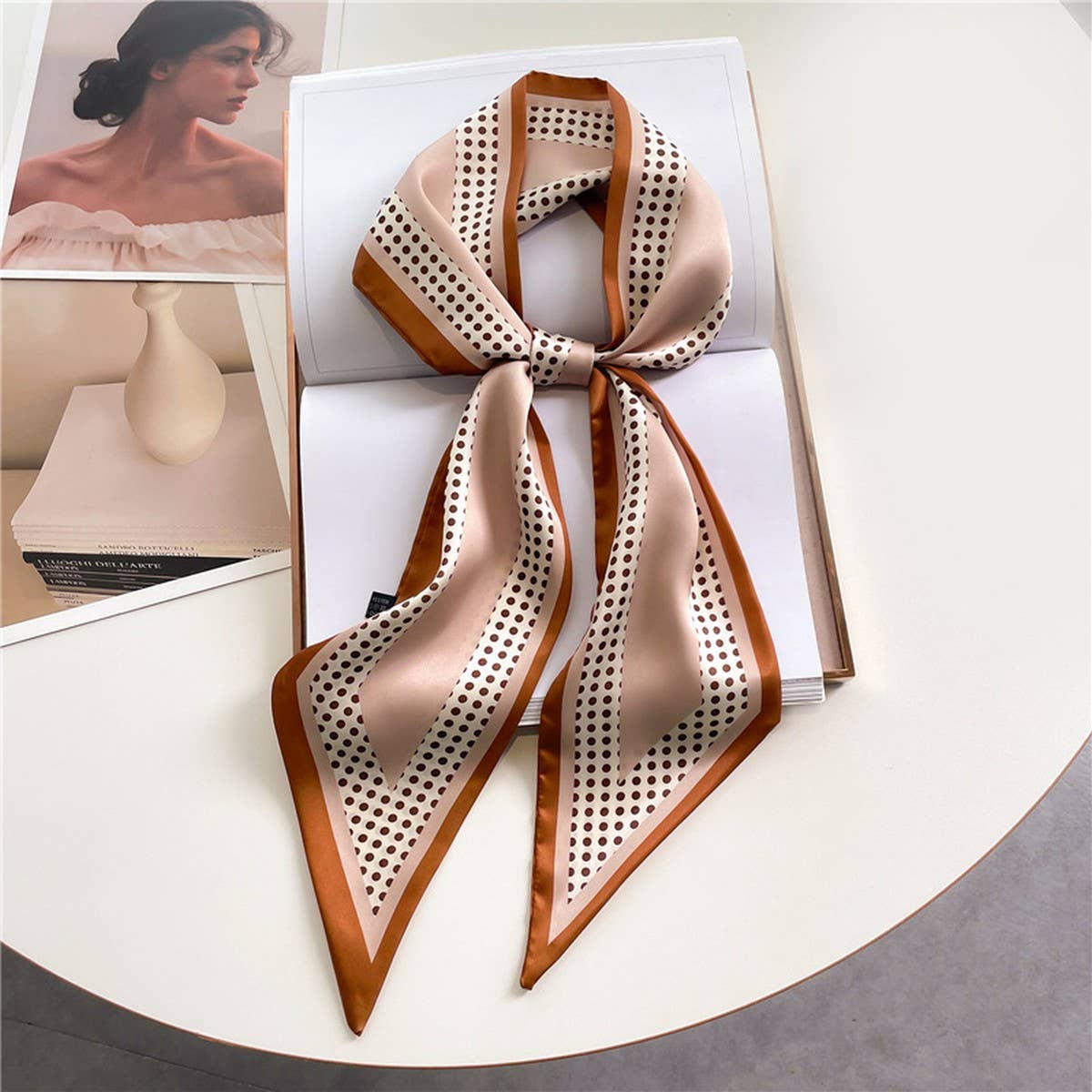 FASHIONABLE DOUBLE LAYER RIBBON ANGLED HEAD SCARF_CWASC1515
