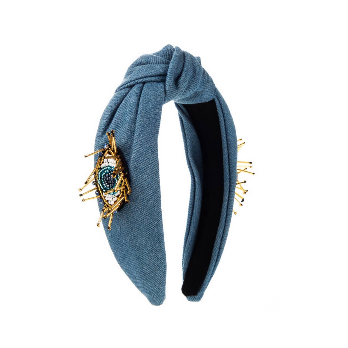FASHIONABLE EVIL EYE DENIM HEADBAND_CWAHA2130