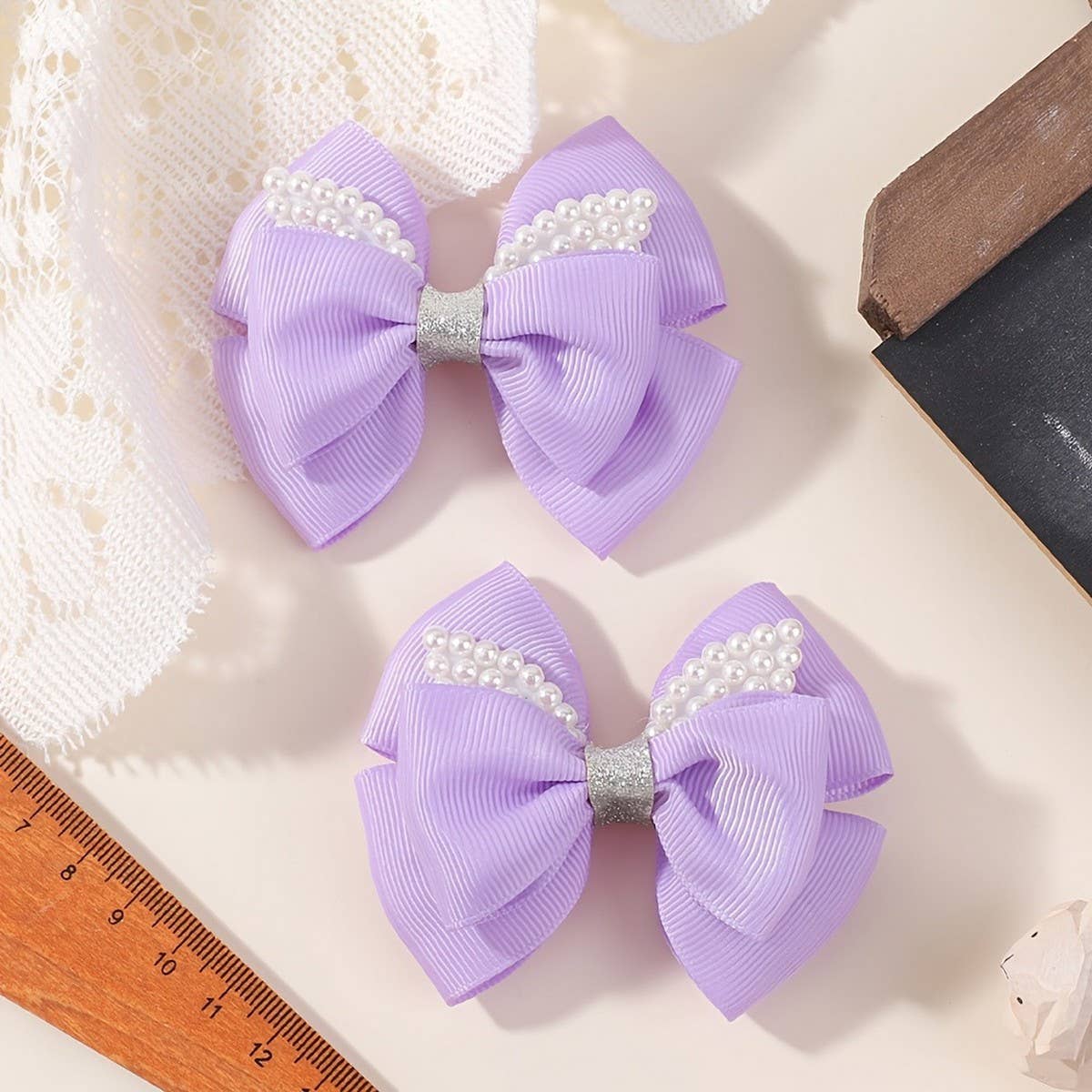 HANDMADE GLITTER BOW HAIR CLIP SET FOR GIRLS_CWAHA6734