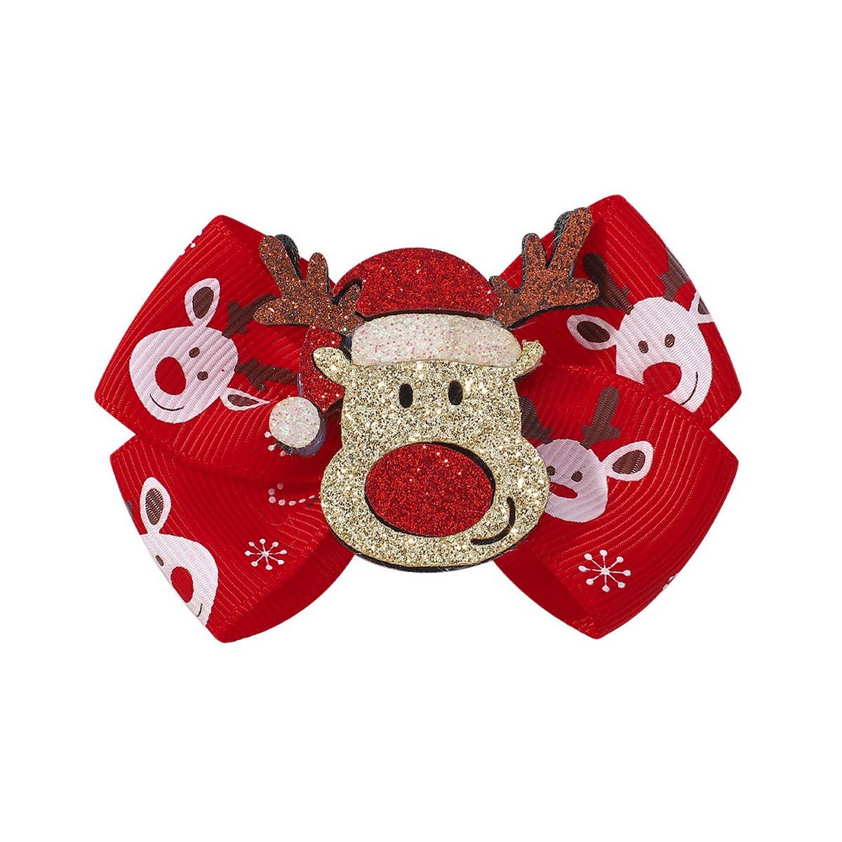 GLITTER REINDEER BOW HAIR CLIP FOR GIRLS_CWAHA6696