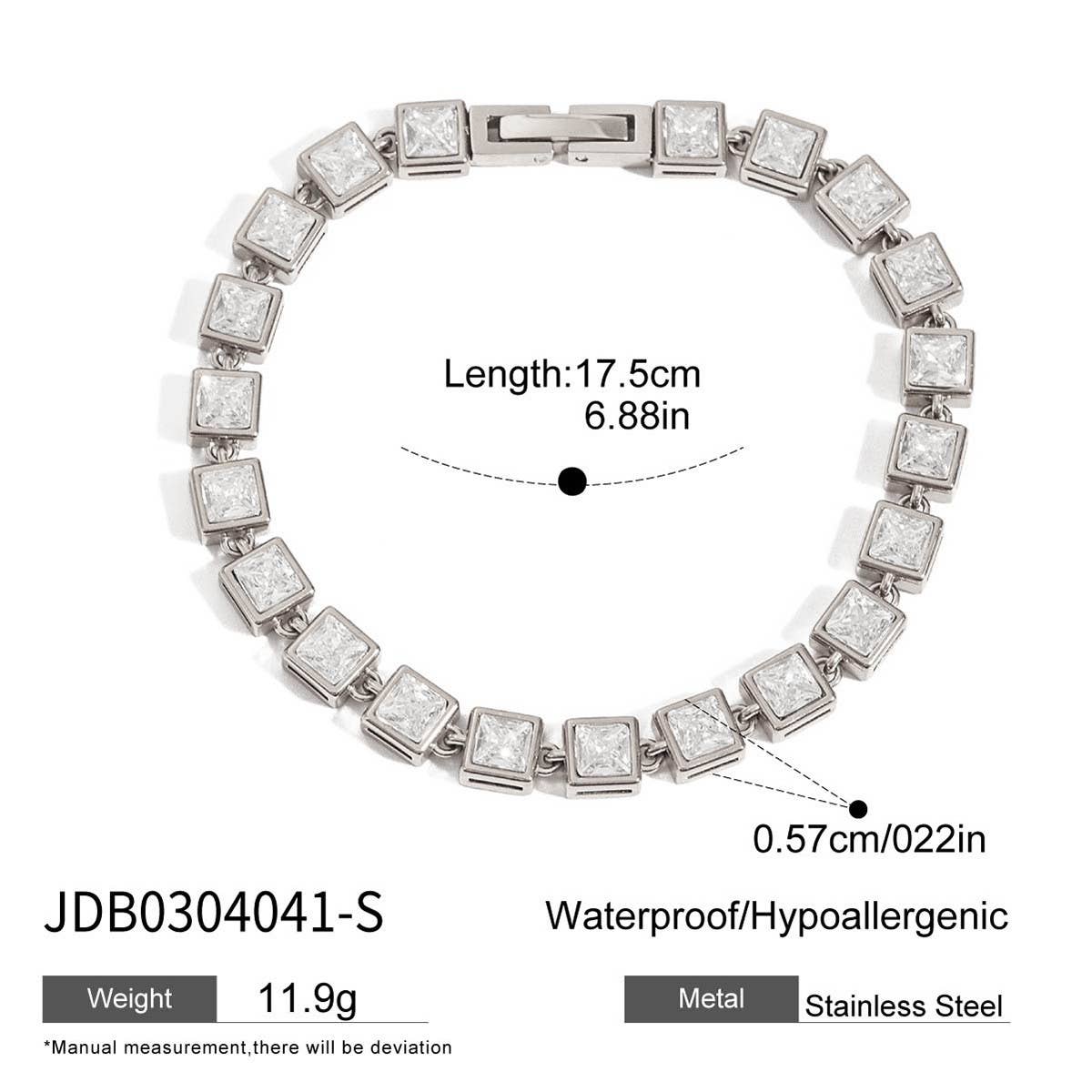 18K GOLD SQUARE ZIRCON TENNIS BRACELET MINIMALIST_CWAJE4778