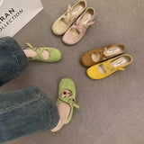 SUEDE CROSS STRAP WEDGE MARY JANE FLATS_CWSHF0129