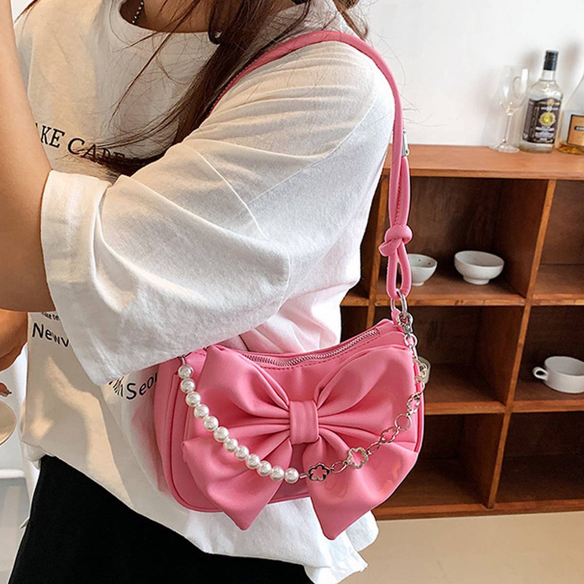 2024 Summer Western Style Shoulder Bow Pearl Bag_Cwab1914