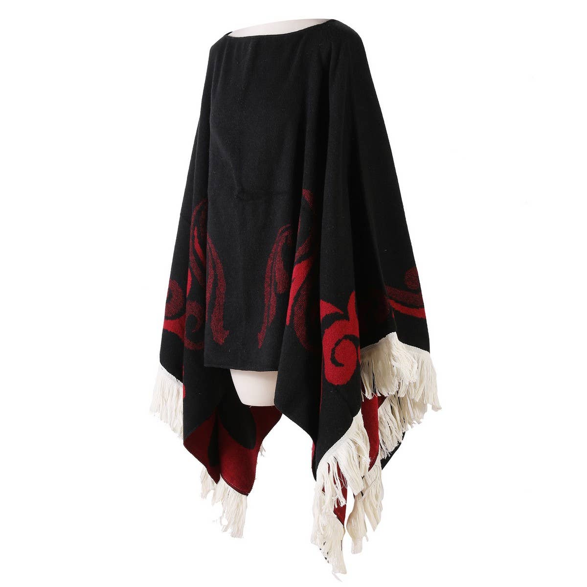 PULLOVER CAPE WITH TASSELS FOR WARMTH_CWASC2245