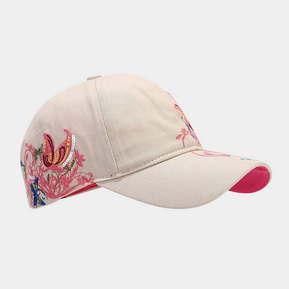 BUTTERFLY EMBROIDERY BASEBALL CAP WOMEN S SUN HAT CWAH1648