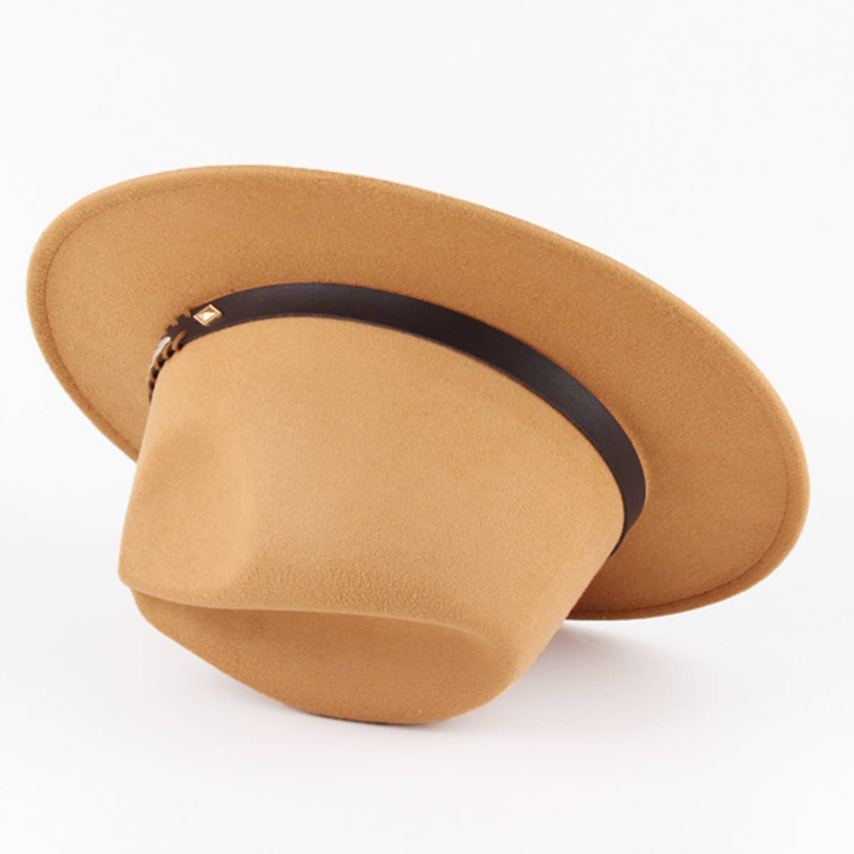 SIMPLE BELT BUCKLE FELT HAT JAZZ HAT_CWAH0751
