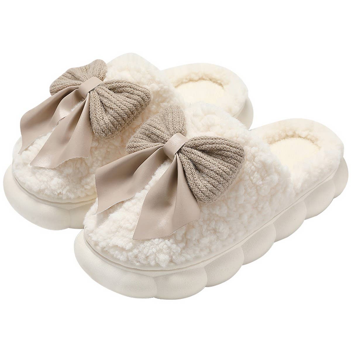 Women Bowknot Comfort Warm Indoor Slippers_Cwshs0296