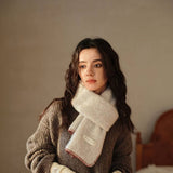 SOLID WOOL BLEND KNIT SCARF COLOR BLOCKED TRIM_CWASC2291