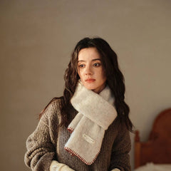 SOLID WOOL BLEND KNIT SCARF COLOR BLOCKED TRIM_CWASC2291