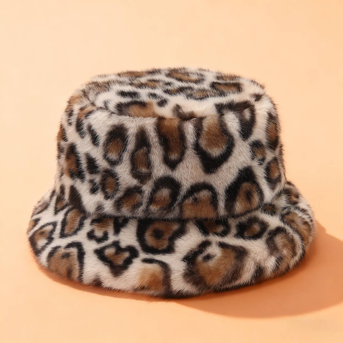 Women¡¯S Leopard Print Plush Bucket Hat Winter_Cwah04784