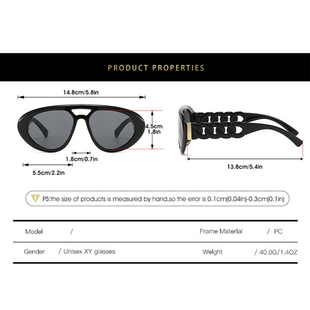 PERSONALIZED THICK CHAIN FASHIONABLE SUNGLASSES_CWASG0458