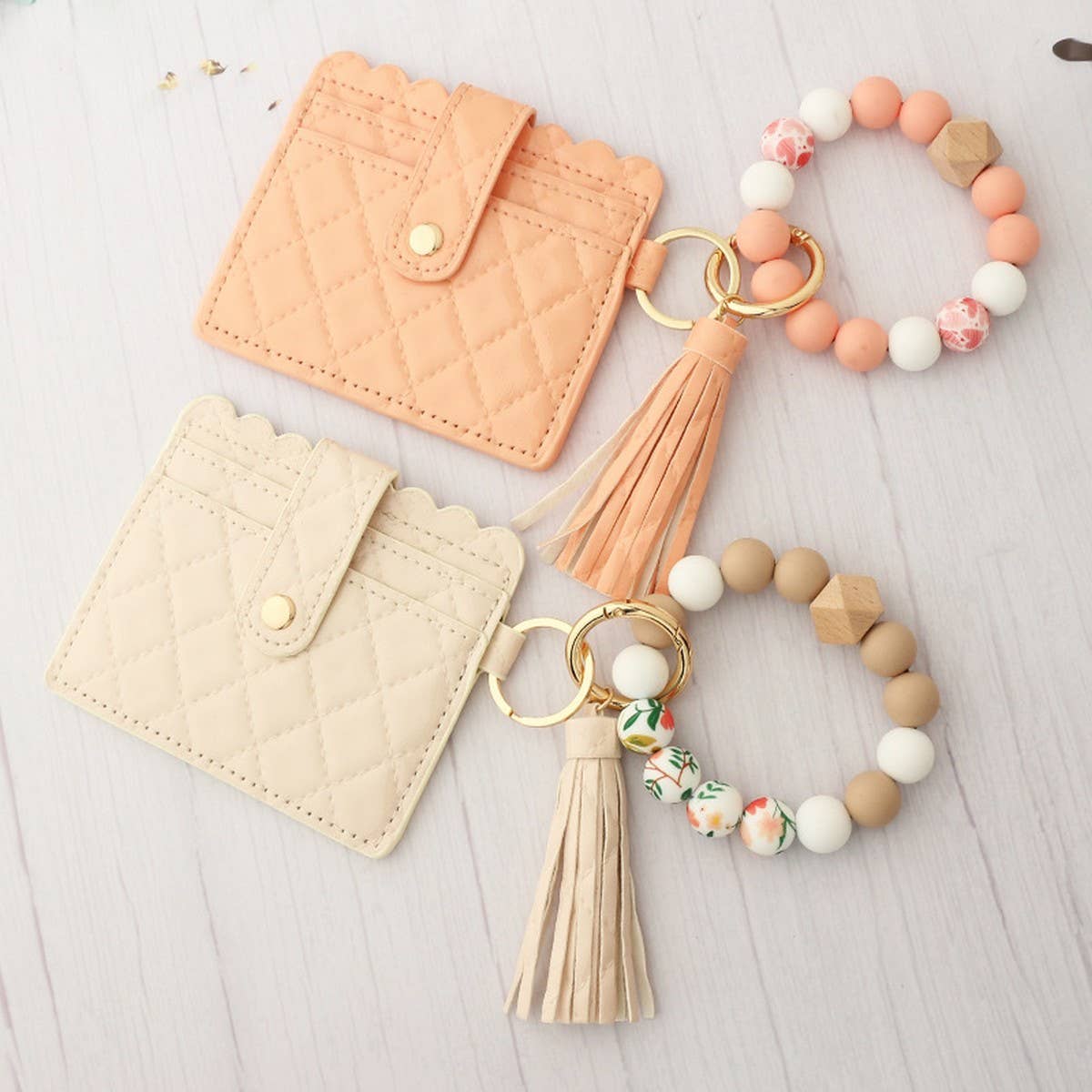 SILICONE BEAD TASSEL BRACELET KEYCHAIN CARD BAG_CWAJE0665