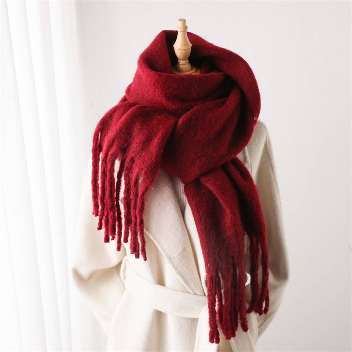 MOHAIR TASSEL SCARF FOR WINTER UNISEX LONG SHAWL_CWASC0965