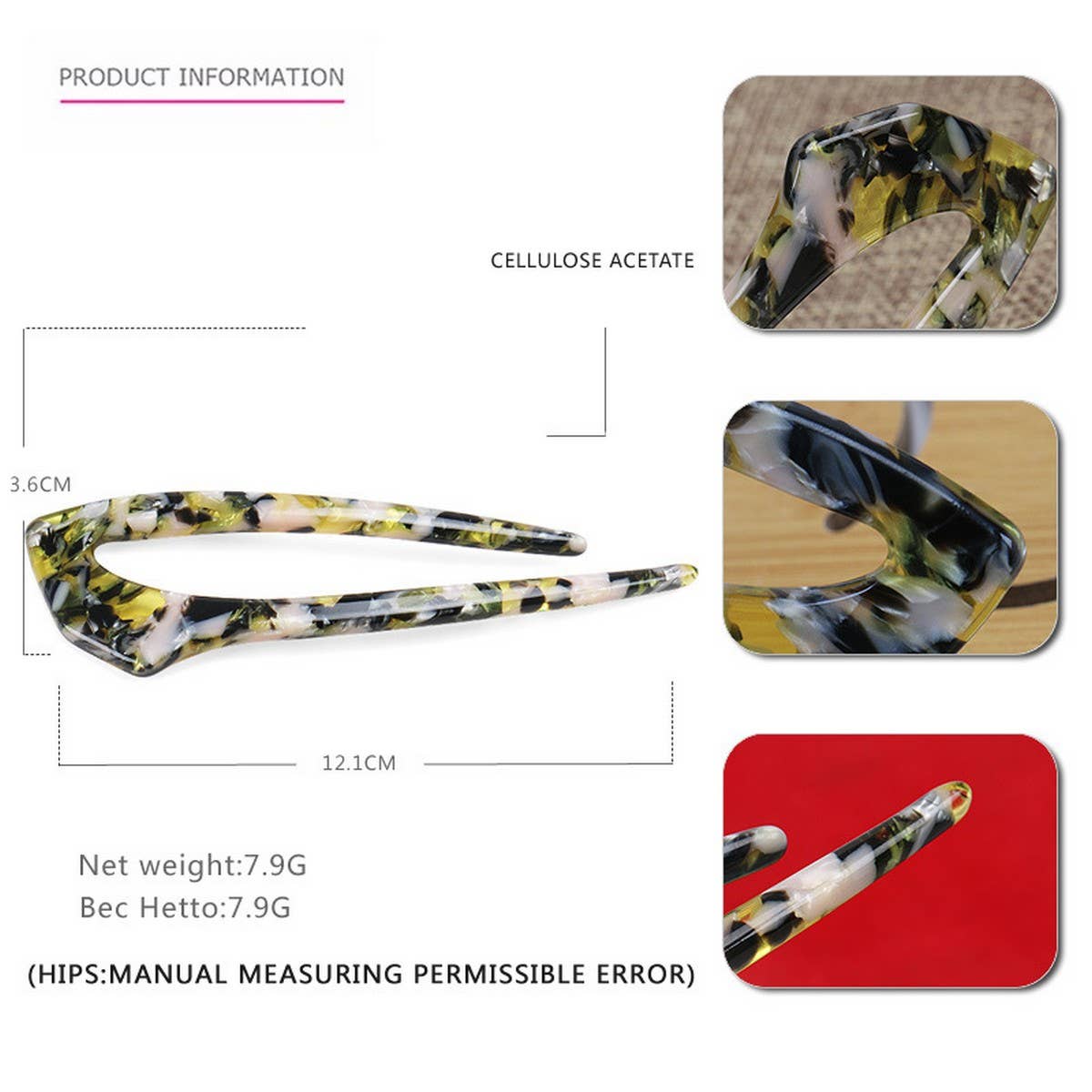 BALL HAIR STYLING FIXER LEOPARD PRINT USHAPED CLIP_CWAHA4213