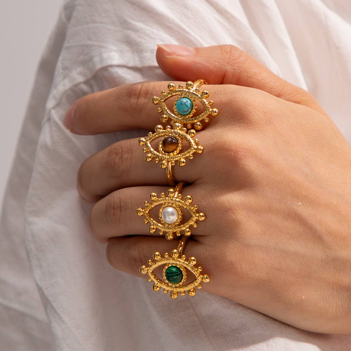 RETRO HOLLOW PATTERN NATURAL STONE RING_CWAJE1389