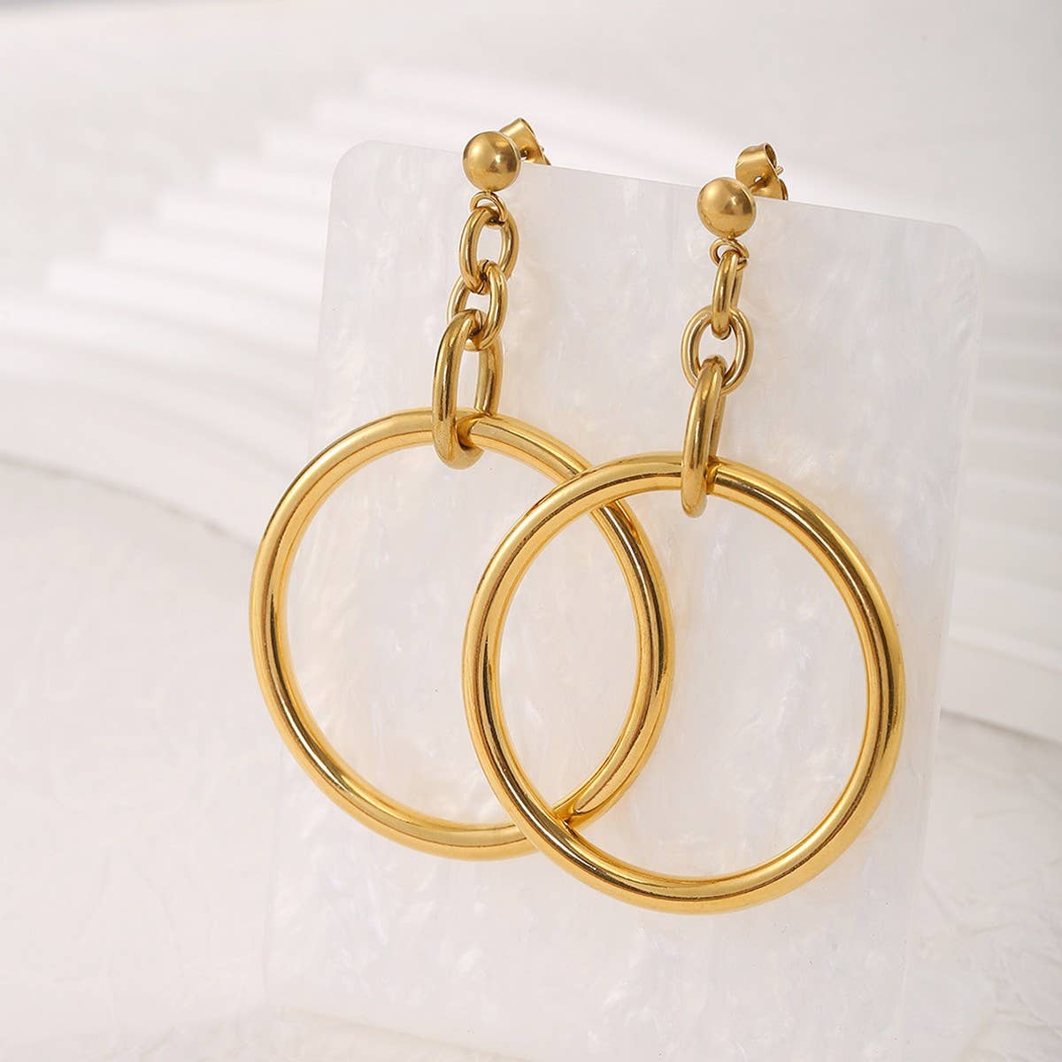 CREATIVE 18K STEEL HOLLOW CIRCLE GEOMETRIC EARRINGS_CWMM8907