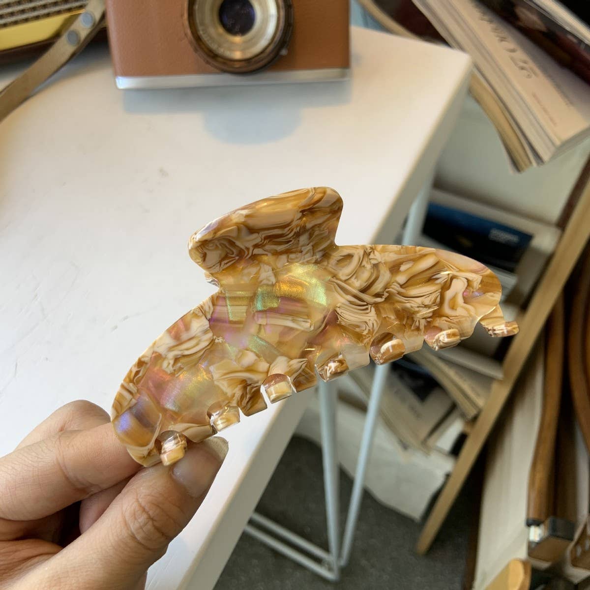 COLORFUL FLORAL ACETATE HAIR CLAW LARGE CHIC CLIP_CWAHA2155