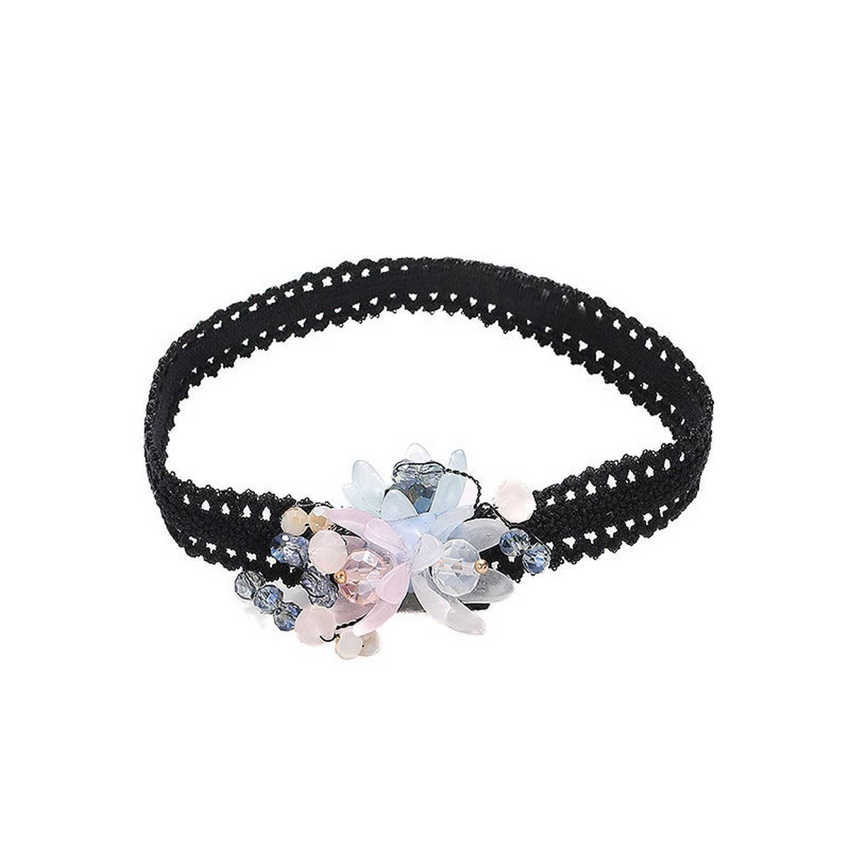 HANDMADE CRYSTAL FLOWER ANKLET BOHO FABRIC DESIGN_CWMM6353