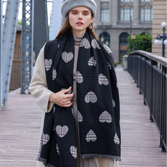 Winter Autumn Love Pattern Warm Shawl Scarf